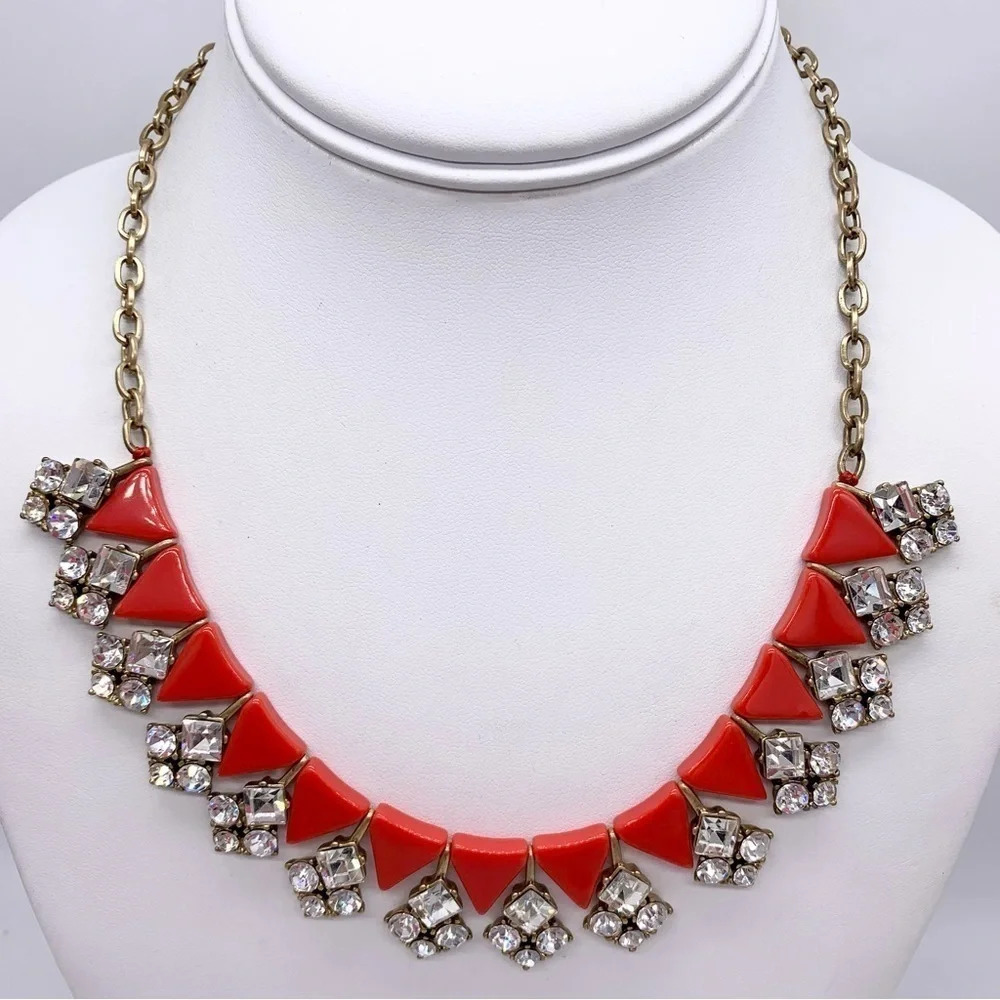 J. Crew Red/Orange Jeweled Necklace NWT